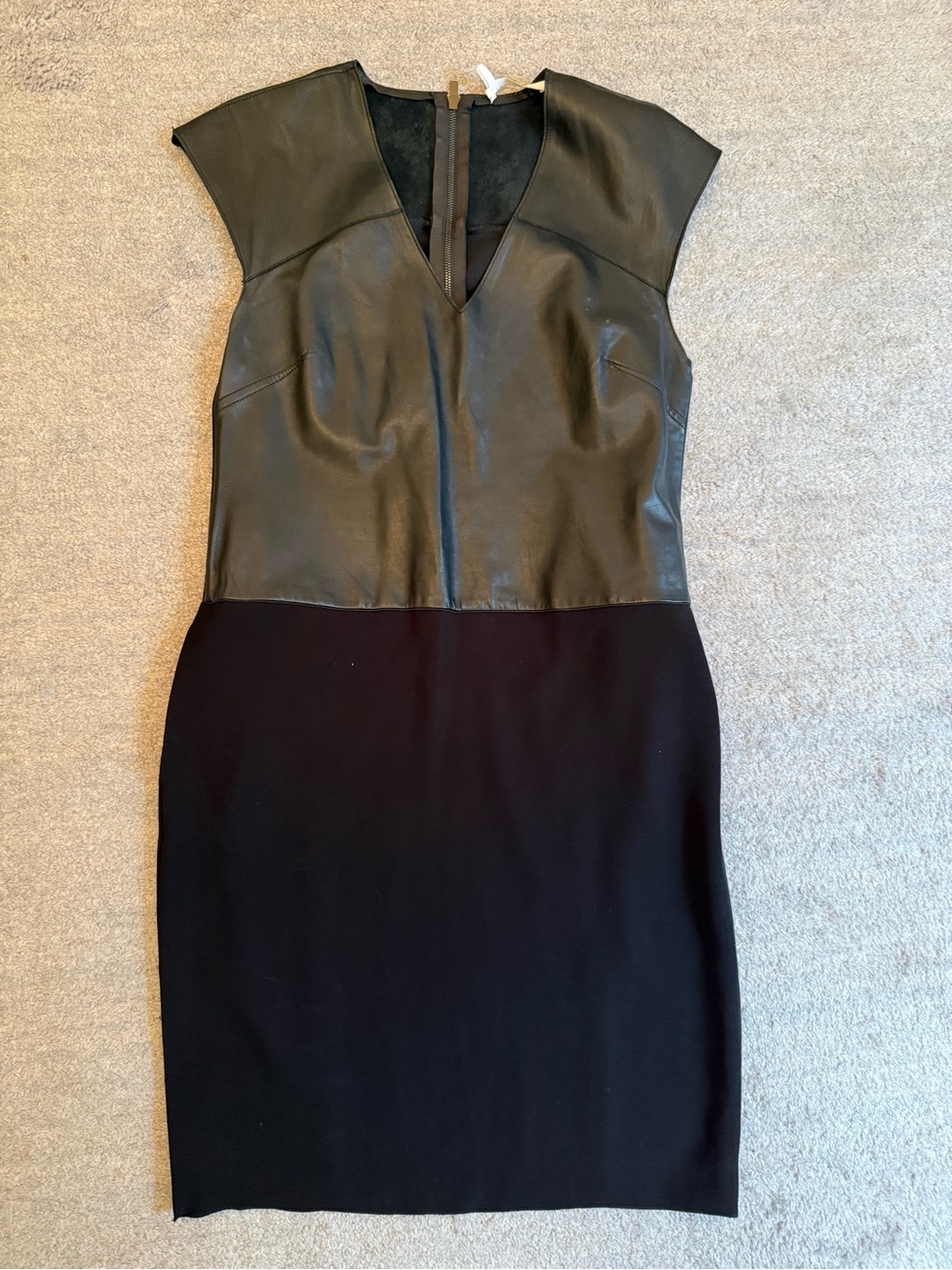 10 Crosby Derek Lam Sleeveless lambskin Leather combo Dress in Black